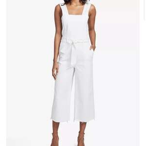NWT RACHEL Rachel Roy White Cropped Wide Leg Belted Jumpsuit size 10